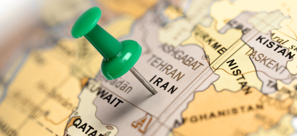 Location Iran. Green pin on the map.