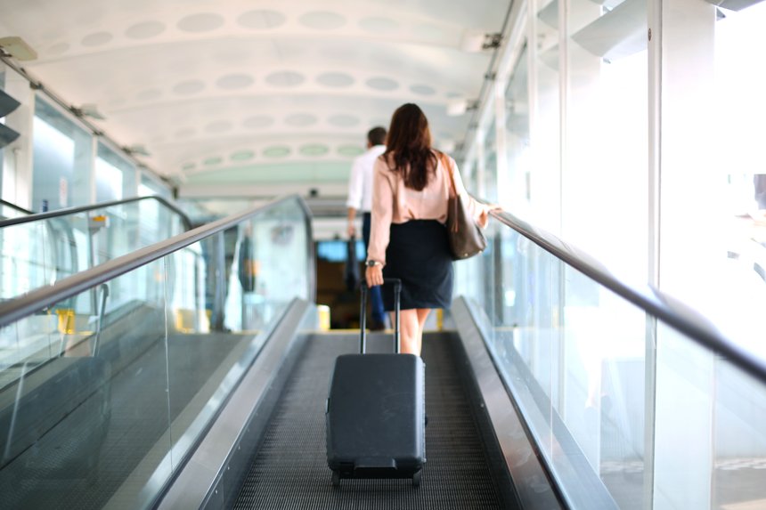 Young business people in 
business trip
