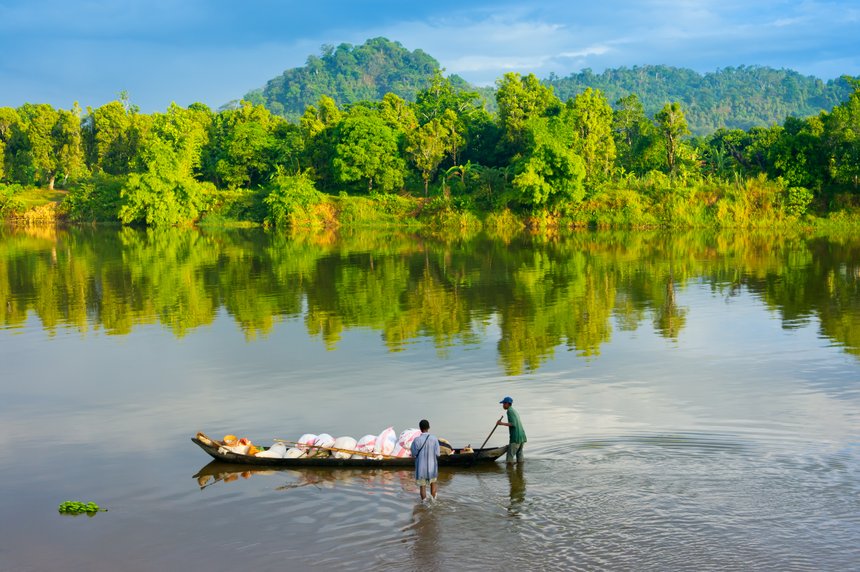 Madagascar river and native people
