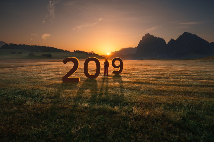 Lone girl looking forward and worried for 2019