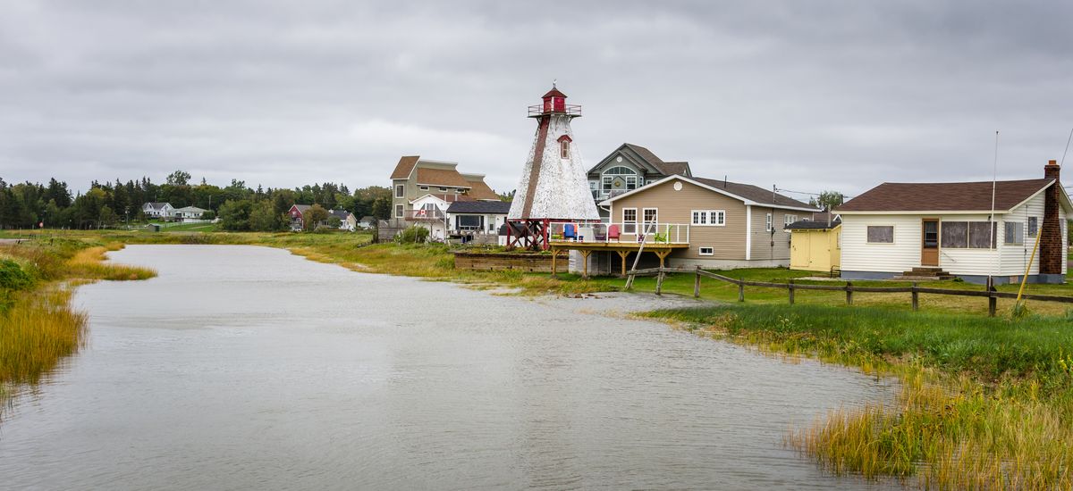 Seaside Village in Canada on a Cloudy Autumn Day