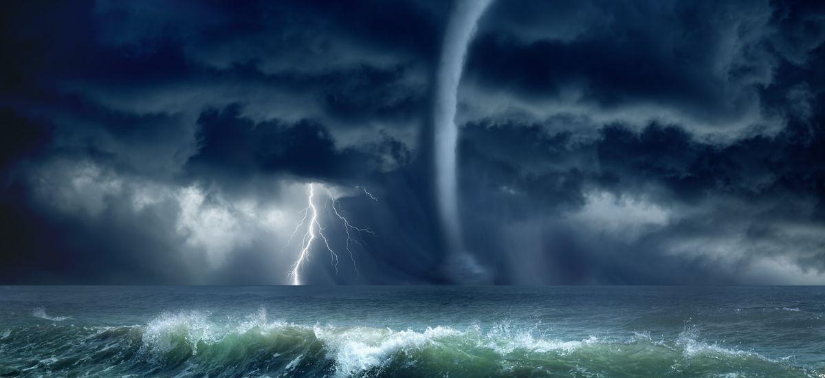 Tornado, lightning, sea