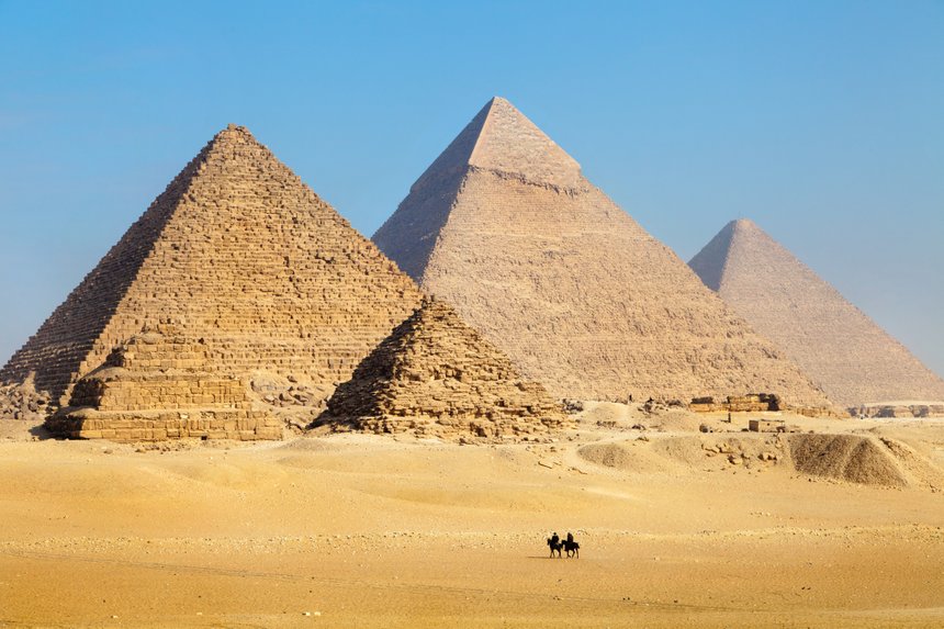 View of the Pyramids near Cairo city in Egypt
