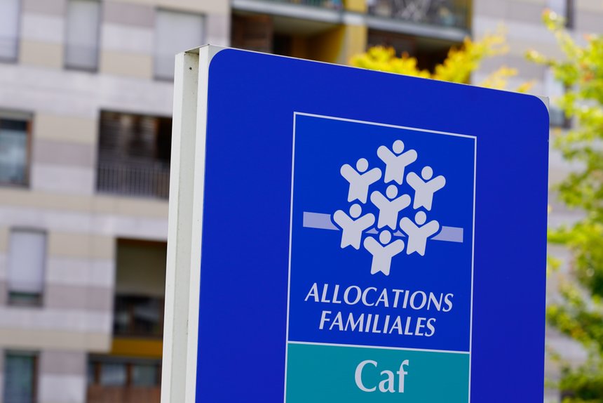 Caisse allocations familiales logo sign means Family Allowances Fund office