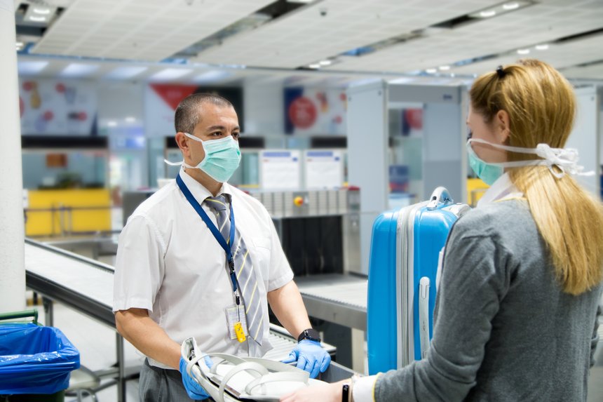 Airport security check vs coronavirus