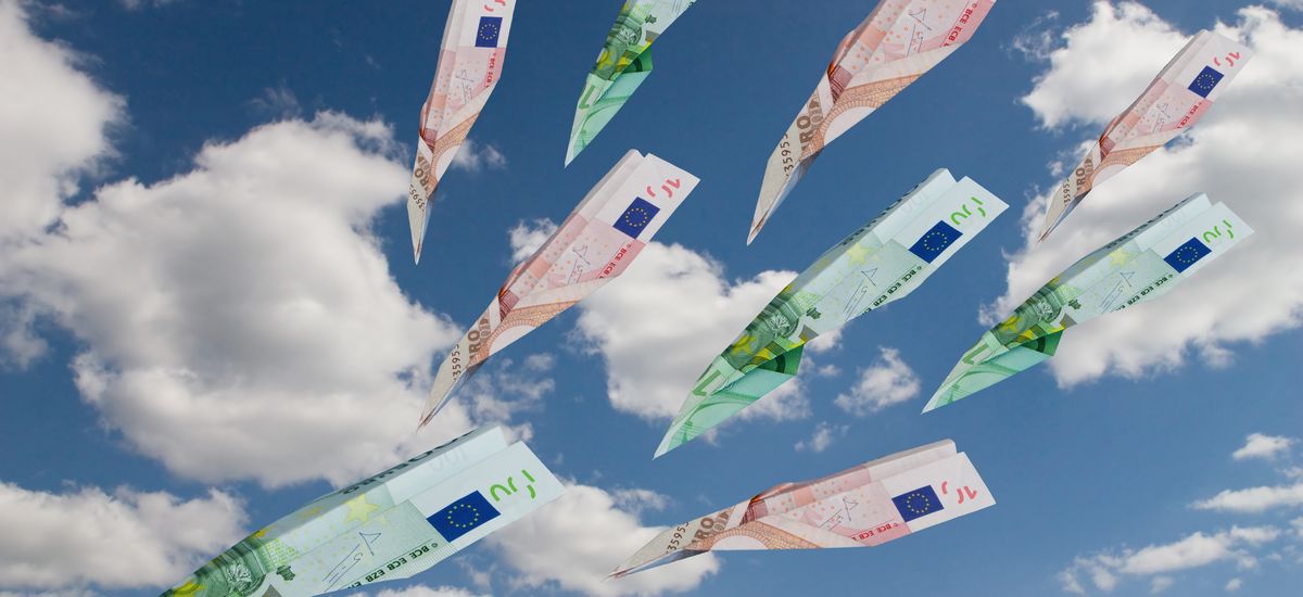 Airplanes made from euro currency