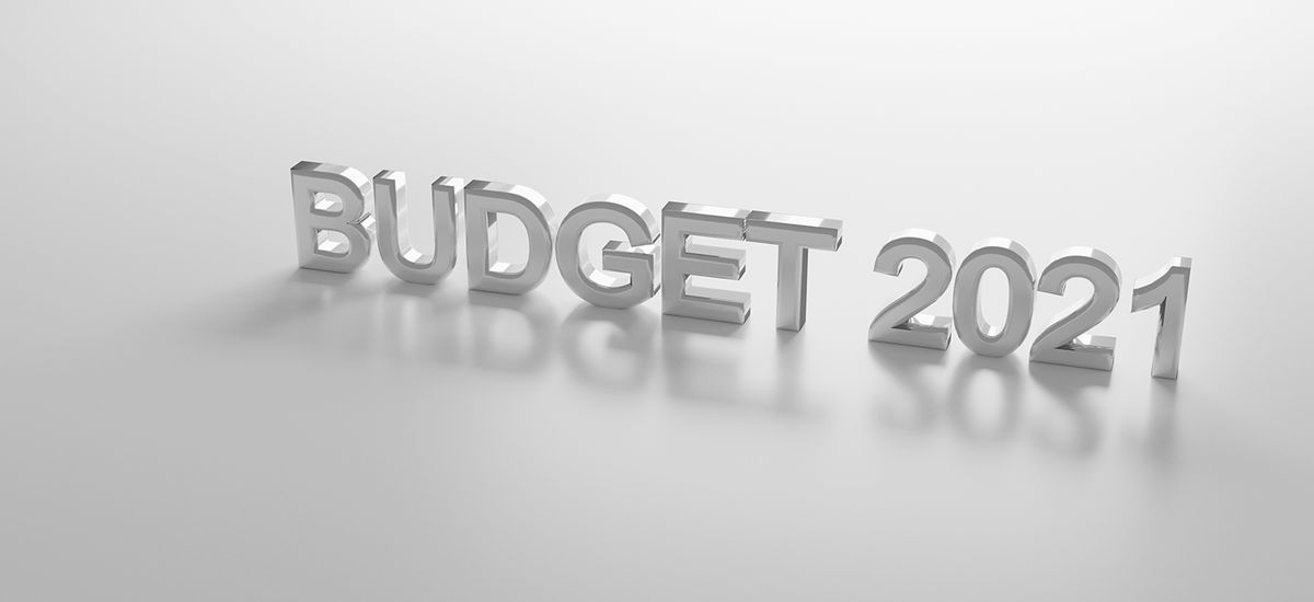 budget 2021 on white  background Concept for budget year 2021. 3