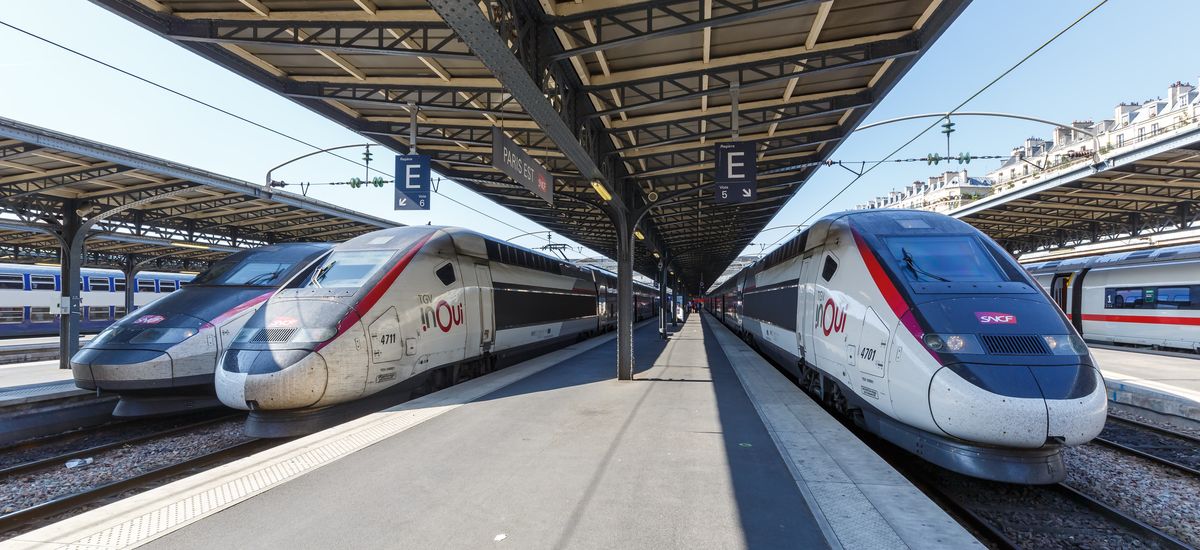 TGV high-speed trains Paris Est railway station in France