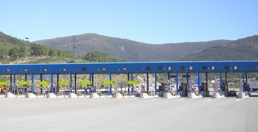 Highway road toll gate Madrid Spain