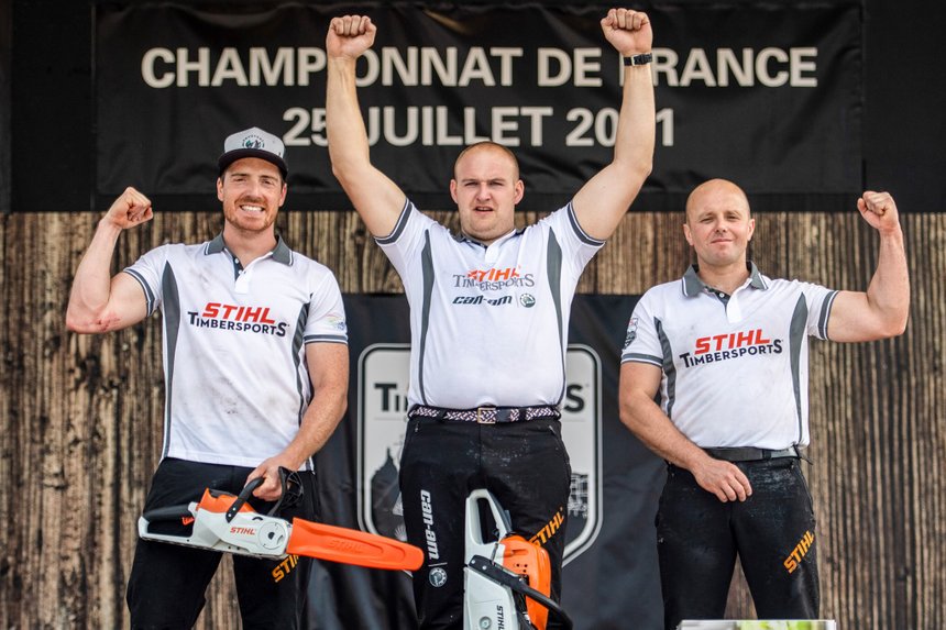 Podium du championnat de France 2021 Stihl Timbersports