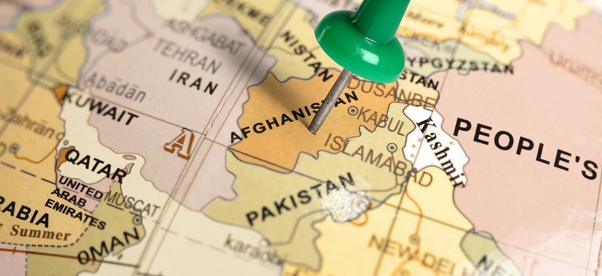 Location Afghanistan. Green pin on the map.