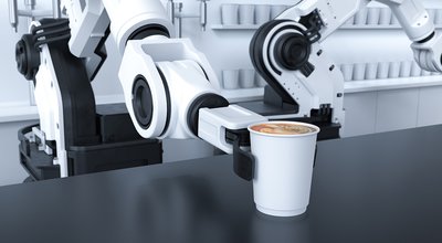 Robotic arm serving coffee