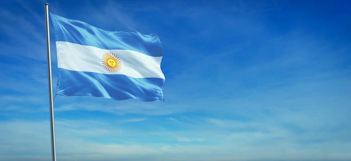 The National flag of Argentina