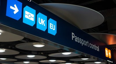 Passport Control and UK Border at Heathrow Airport London Englan