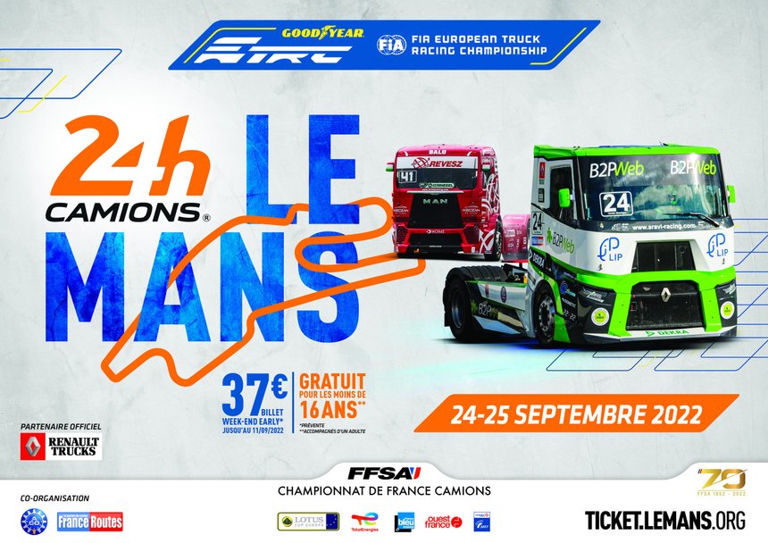 Voici l'affiche officielle des 24 Heures Camions 2022 ! - FranceRoutes