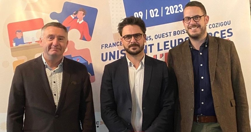 De gauche à droite : Frédéric Pouliquen, président de Ouest Boissons ; Antoine Cozigou, président de Cozigou ; Maxime Petitfrère, directeur régional France Boissons. © DR