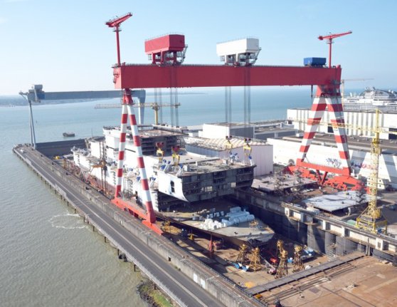 Les Chantiers de l’Atlantique ont annoncé le 25 octobre un nouveau portique de 1.050 tonnes © Chantiers de l'Atlantique