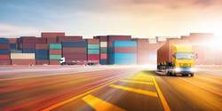 Truck Transport and Logistics Cargo Freight Import Export Concep