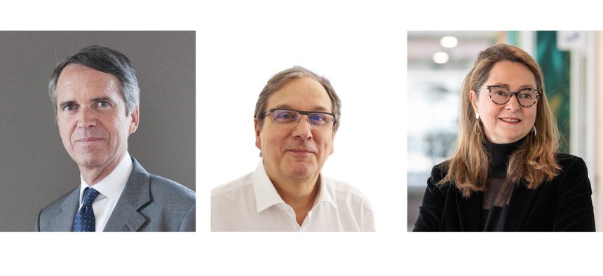 De g. à dr. Hubert Mongon (UIMM), Pierre Courbebaisse (Acteurs de la compétence), Diane Milleron-Deperrois (France Assureurs)