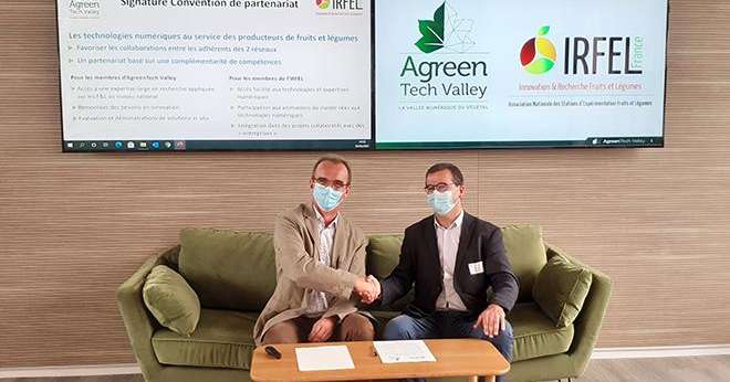 Jean-Michel Gallier (président d’AgreenTech Valley) et Vincent Schieber (président de l’Irfel), le 30 juin dernier à Orléans. Photo AgreenTech Valley 