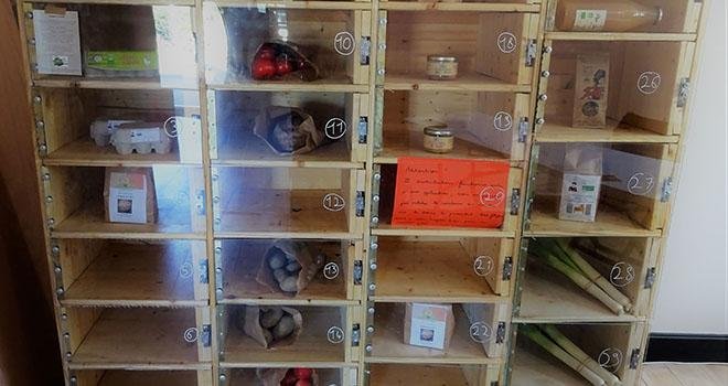 Les Casiers du coin : un distributeur automatique de légumes et de produits frais construit par le producteur lui-même et relié à une application de commandes 100 % en ligne. Photo : DR