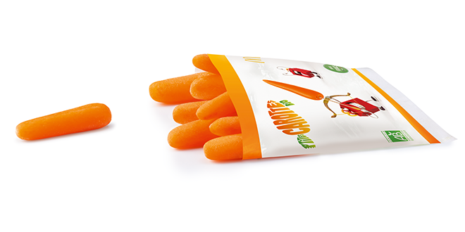 Les P’tites carottes bio origine France sont vendues dans des portions de 60 g. 