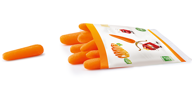 Les P’tites carottes bio origine France sont vendues dans des portions de 60 g. 