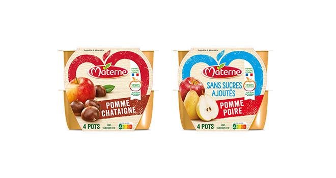 À compter de 2020, il n'y aura plus seulement indiqué "pommes origine France" sur les compotes Materne. Le logo Vergers écoresponsables sera également mentionné. Photo : Materne
