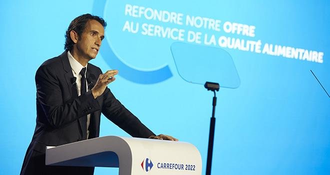 Alexandre Bompard a présenté le plan de transformation "Carrefour 2022" le 23 janvier. Photo : ArnaudFévrier - DR Carrefour