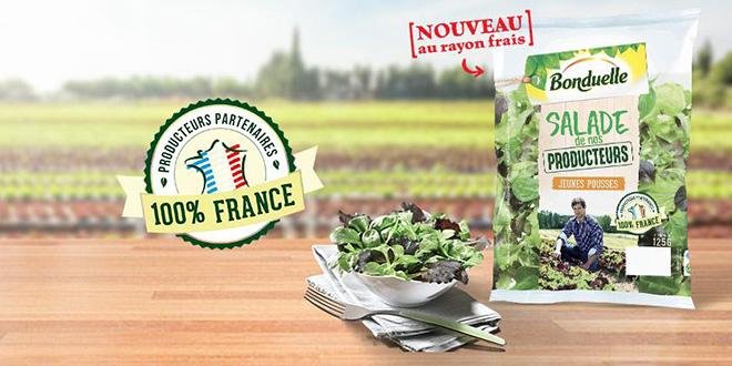 Avec sa nouvelle gamme "la Salade de nos producteurs", Bonduelle propose des jeunes pousses de saison garanties 100% françaises toute l'année. Photo : DR