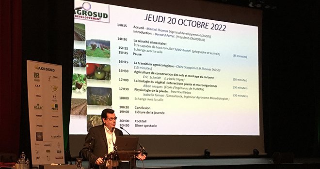 Bernard Perret, président d'Agrosud, a appelé les fournisseurs à plus de transparence sur leurs stocks. Photo : A.Bressolier/Pixel6TM