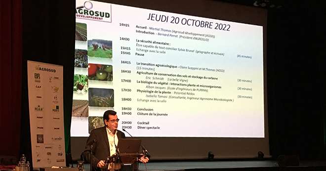 Bernard Perret, président d'Agrosud, a appelé les fournisseurs à plus de transparence sur leurs stocks. Photo : A.Bressolier/Pixel6TM