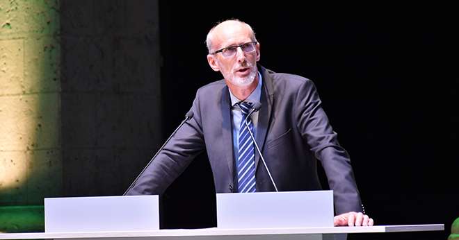 Dans un marché volatile, nous avons tout de même des outils pour gérer l'incertitude, a souligné Simon Aimar, directeur du Naca, lors du 37e congrès des négociants à Blois, le 2 septembre 2022. Photo : O.Lévêque/Pixel6TM
