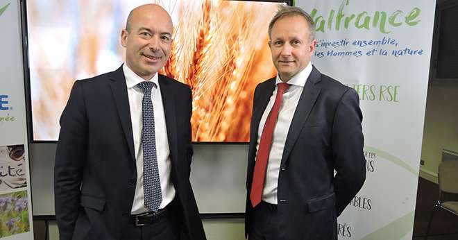 Le directeur de Valfrance Laurent Vittoz, à droite, accompagné de son président Christophe Grison. Crédit photo : Valfrance