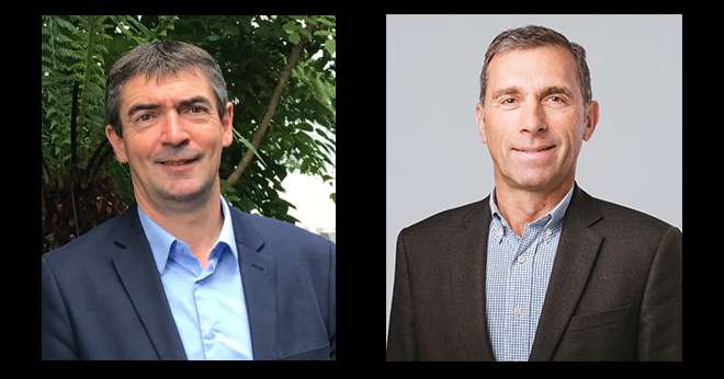 Pour Bertrand Hernu (à gauche) et Christophe Cannesson, dirigeants du groupe Advitam, Prise Direct’ permet de soutenir les adhérents d’Unéal et de recréer du lien direct avec les consommateurs. Photos : DR