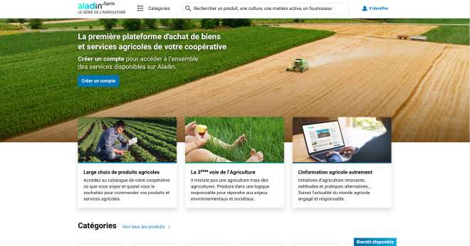 Selon la stratégie de l’entreprise, il y a la possibilité de décliner le site par filiale du groupe coopératif : aladinby+nom de la coopérative ; aladinby+nom du négoce… CP : aladin®.