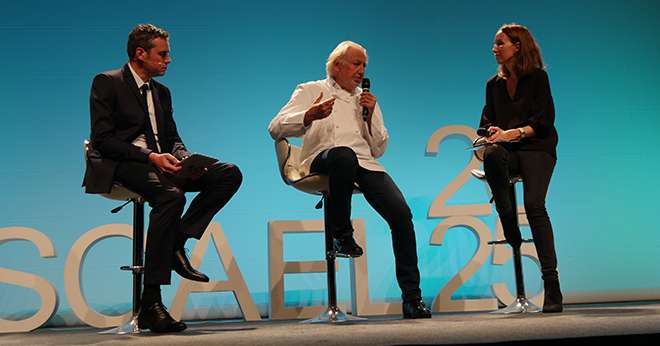 L’assemblée générale de la Scael s’est achevée par l’intervention du chef cuisinier Pierre Gagnaire (au centre) qui a partagé son histoire et son expérience. © W.Deschamps/Pixel6TM