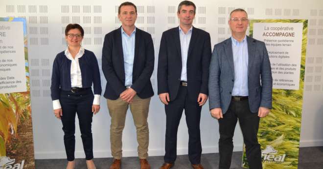 De gauche à droite : Anne Vandenbossche, Laurent Bué, Bertrand Hernu et Cédric Cogniez ont dévoilé leur nouvelle politique appro. Photo : S.Bot/ATC