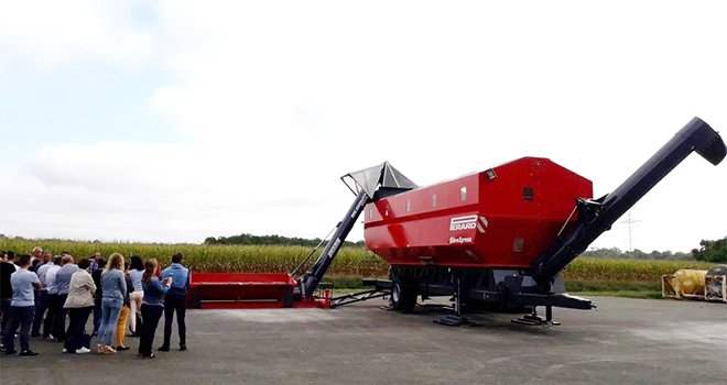 Encore à l'étape de prototype, le silo est installé à Castaignos-Souslens (40) pour la saison de récolte du maïs. Photo : DR