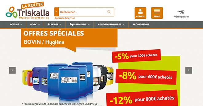 Le site La Boutik, réservé aux adhérents Triskalia, cible dans un premier temps les éleveurs laitiers : 2000 références produits y sont disponibles.