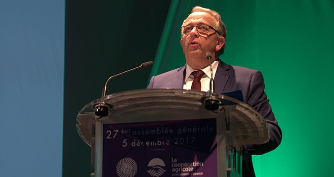 Marc Patriat, président de la coopérative Dijon Céréales, lors de l'AG du 5 décembre 2017.