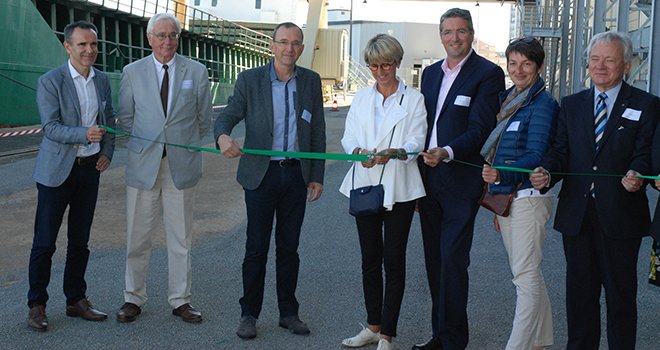 Inauguration du nouveau portique de chargement Cavac, aux Sables d’Olonne, le 22 septembre 2017. © O.Lévêque/Pixel Image