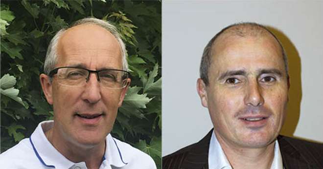 Étienne Regost, responsable des stations de semences Unéal et Gilles François, directeur de production à Semences de France. © Unéal et Semences de France