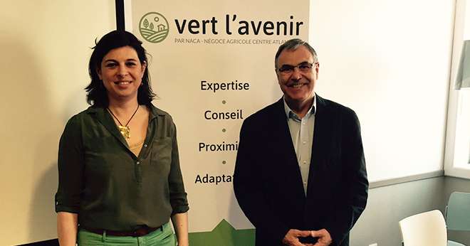 Laurence Frouin, directrice développement services chez Isidore et Jean-Guy Valette, directeur du Négoce Agricole Centre-Atlantique ont présenté le programme Vert l’avenir. Photo : DR
