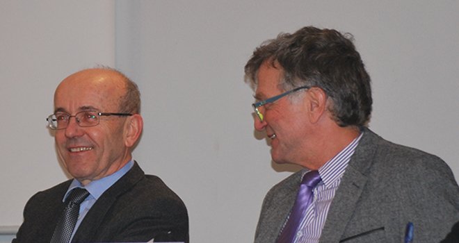 Michel Duvernois, directeur de Bourgogne du Sud (à gauche), et Didier Laurency, président. Photo : E.Thomas/Pixel image