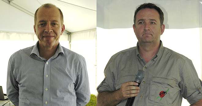 Bertrand Relave (Eurea) et Jean-Charles Cizeron (Cizeron bio) ont mis en place une organisation spécifique pour satisfaire leurs adhérents et clients bio. Photo : I.Aubert/Pixel image