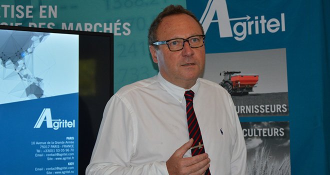 Michel Portier, directeur général d’Agritel présentait le 9 août les estimations de la moisson de blé tendre 2016. Photo : M. Gagneux/Pixel Image