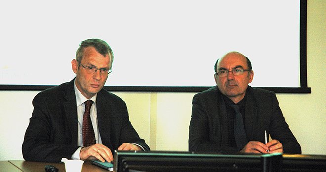 De gauche à droite, Ludovic Spiers et Arnaud Degoulet, respectivement directeur et président d'Agrial. DR