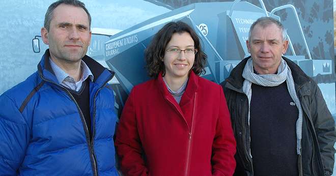 De gauche à droite : Alain Pertel, président de la gérance; Catherine Bier, associée; et Michel Trouillard, cogérant du groupement d’achats de Loudéac. Photo : D.Bodiou/Pixel image