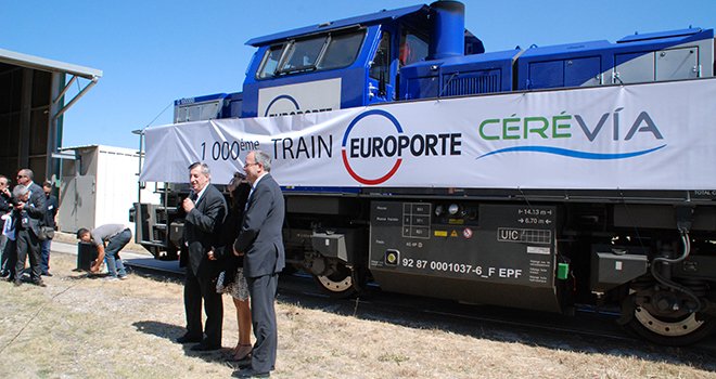 Sur les installations portuaires de Port-Saint-Louis, Cérévia et Europort ont fêté le 15 mai 2014 l'arrivée du 1000e train de grain en provenance de hub ferroviaire de l'union de coopératives. S. Favre/ Pixel Image